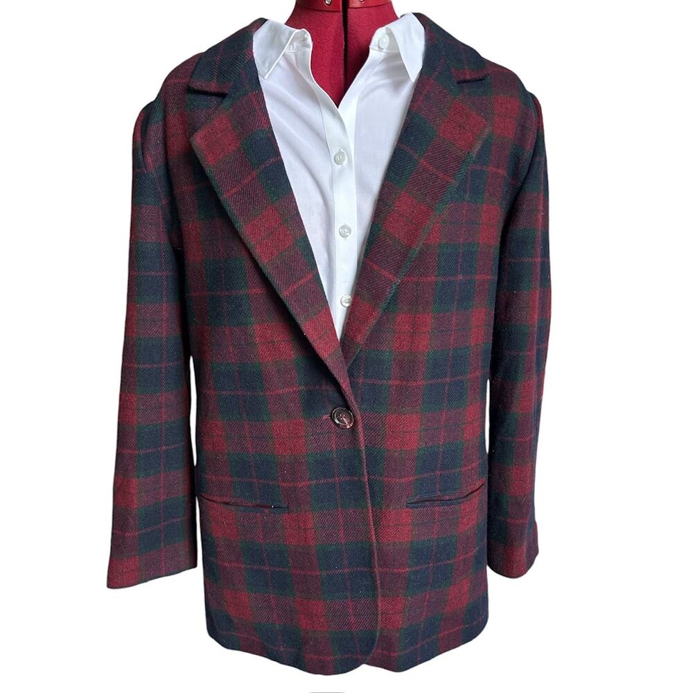 Vintage Sag‎ Harbor Women’s Size 12 Wool Blend Plaid Academia Blazer